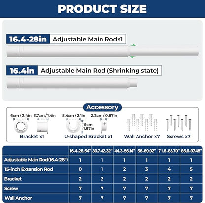 Mavivegue Closet Rod 17 to 28 Inch Adjustable Closet Rods - Image 2