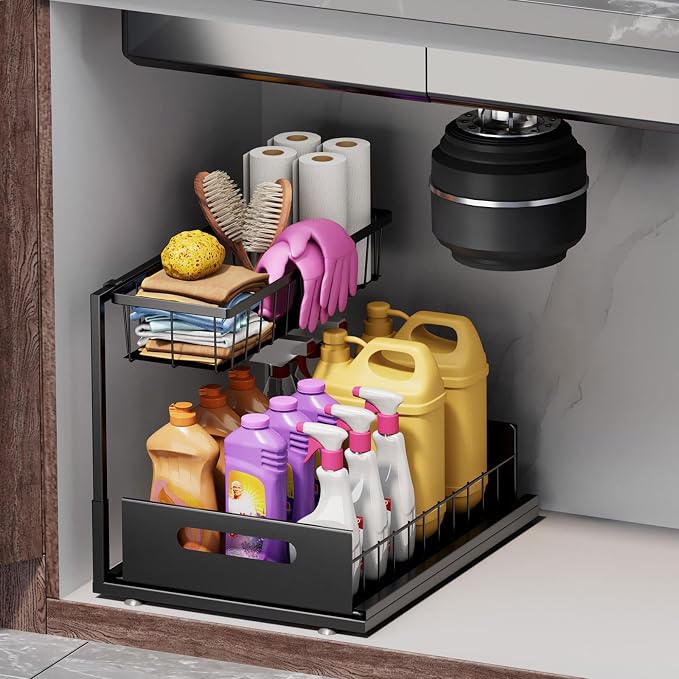 Ceetug Slide Out Under Sink Organizers and Storage, 1 Pack | 2 Tier, Sturdy by ceetug