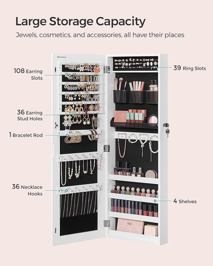 SONGMICS Jewelry Cabinet Armoire, Lockable Wall-Mounted Organizer Unit - Image 3