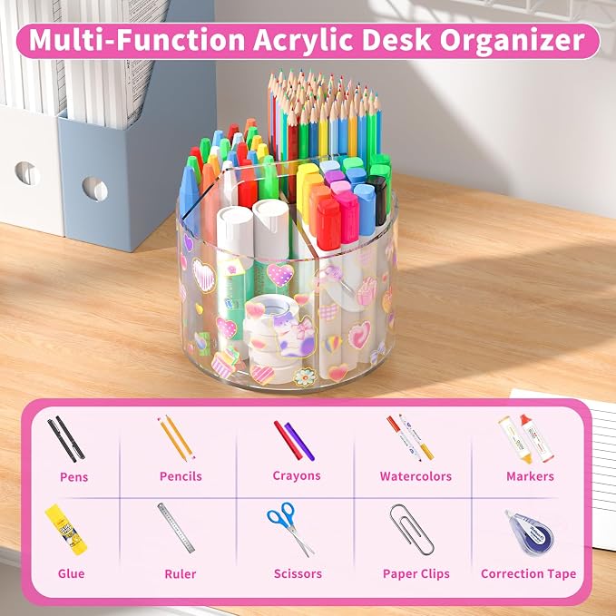 Acrylic Pencil Organizer for Desk 4 Compartments - Image 5