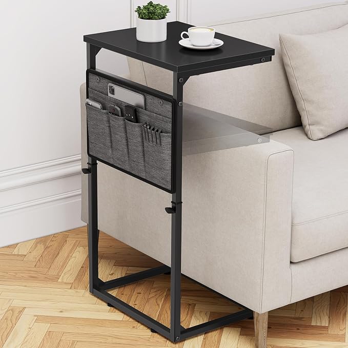 Vagusicc C Shaped End Table, Adjustable Height Small Couch Side Table by Vagusicc