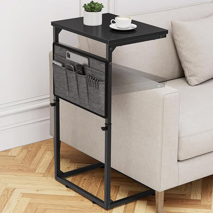 Vagusicc C Shaped End Table, Adjustable Height Small Couch Side Table by Vagusicc