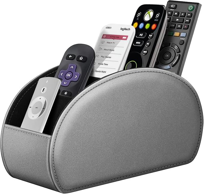 FINTIE Remote Control Holder, 5 Compartments Vegan Leather TV Remoter Caddy by Fintie