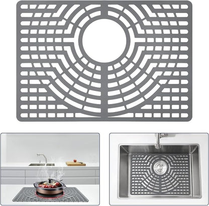 Silicone Sink Protector 19"x13" Rear Drain Hole, Heat Resistant Non-slip by snuggery