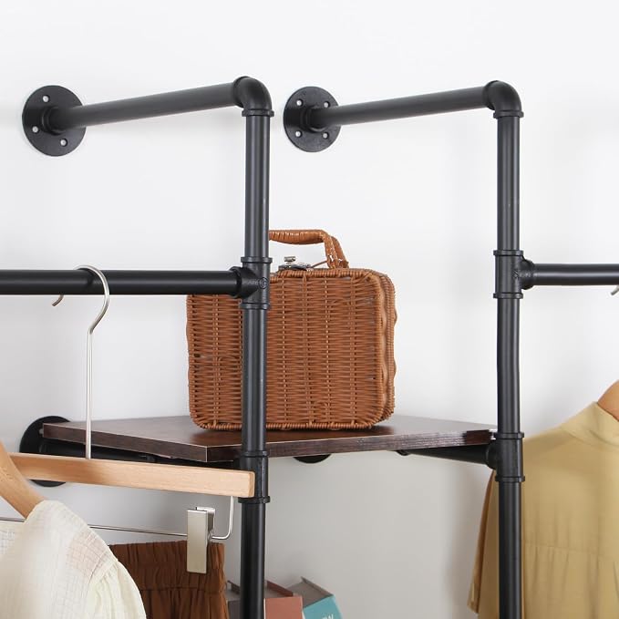 Wall Mounted Industrial Pipe Heavy Duty Clothes Rack, Clothing Rods - Image 6