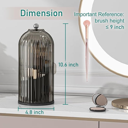 GAXmi Makeup Brush Holder with Lid Cosmetic Tools Organizer 360 Rotating - Image 2