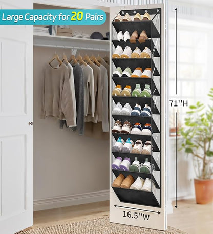 AOODA 10 Tier Clear Over the Door Shoe Organizer Storage, Deep Pockets Large - Image 2