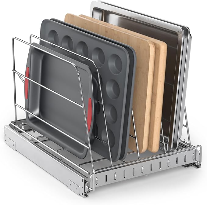 Pull Out Cabinet Organizer for Cutting Board, Cookie Sheet, Baking Sheet by NestSprout