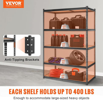 VEVOR Storage Shelving Unit, 5-Tier Adjustable Storage Shelves, Metal Shelves - Image 4