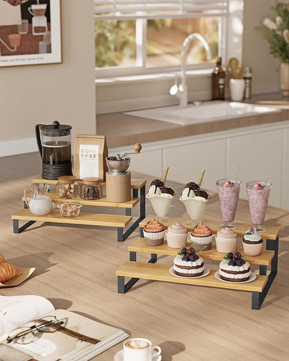 SONGMICS Display Risers, 3-Tier Cupcake Stand Holder, Spice Rack, Shelf Risers - Image 3