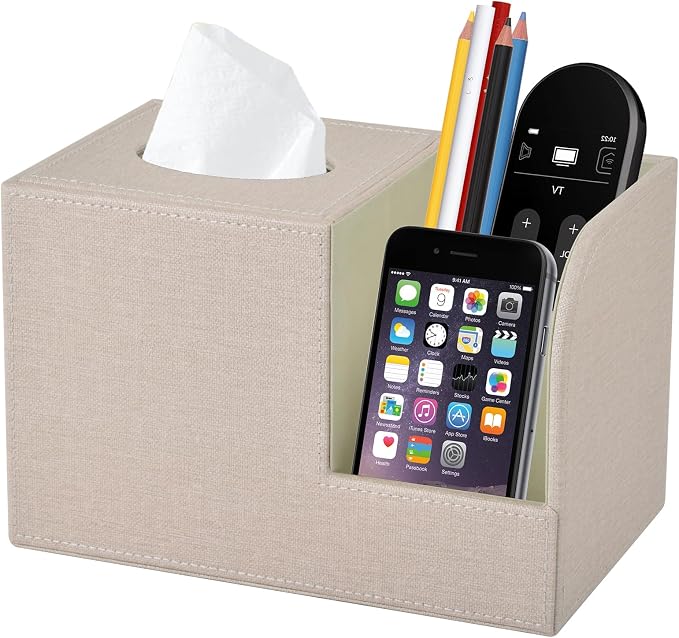 PU Leather Square Tissue Box Cover, Tissue Box by XNONE