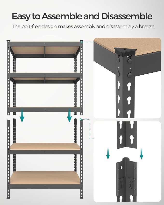 SONGMICS 5-Tier Storage Shelves, Load 2310 lb, Garage Storage, Boltless Assembly - Image 6