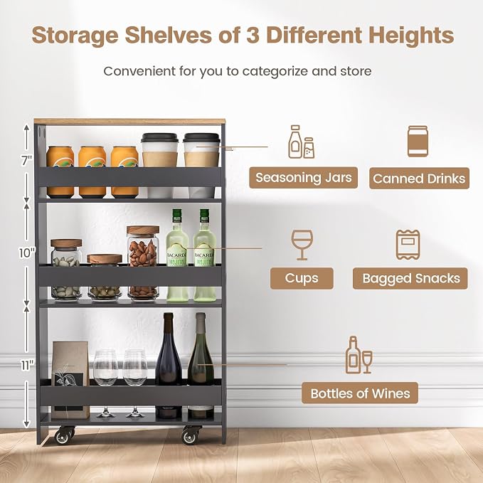 LOKO Slim Storage Cart, 4-Tier Rolling Cart - Image 8