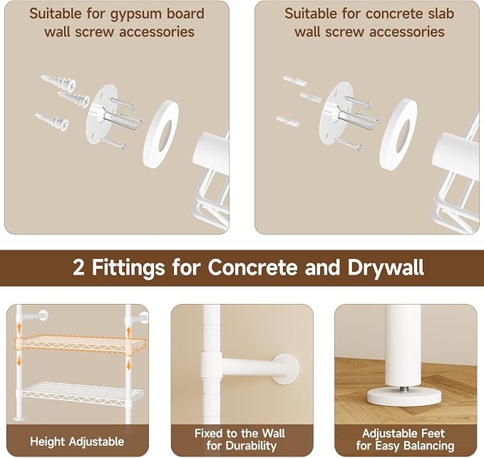 L2 Wall Mounted Closet System, Industrial Pipe Clothing Rack Clothes Racks - Image 6