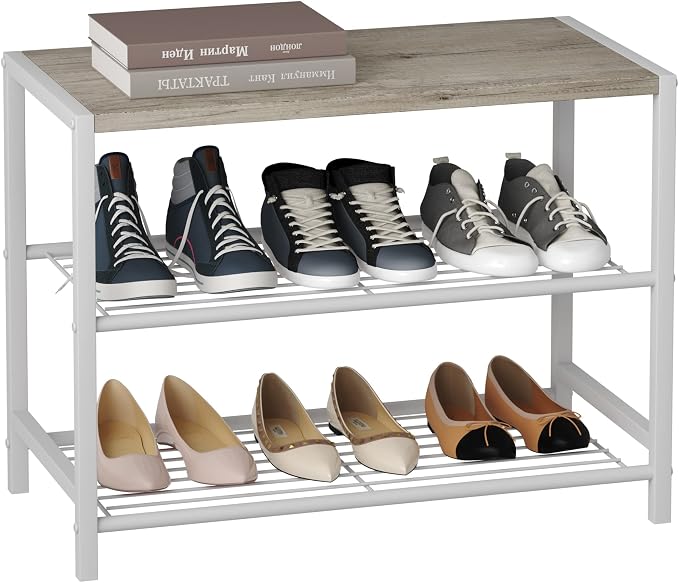 HOMEFORT 3-Tier Shoe Rack, Shoe Storage Shelf, Industrial Shoe Tower, Narrow by HOMEFORT
