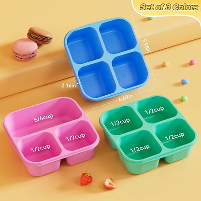 Canfanni 6 Pcs Snack Box Container Set, Reusable 3&4 Compartment Meal Prep - Image 3
