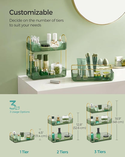 SONGMICS Makeup Organizer, 3-Tier Skincare Organizer Countertop, Customizable - Image 3