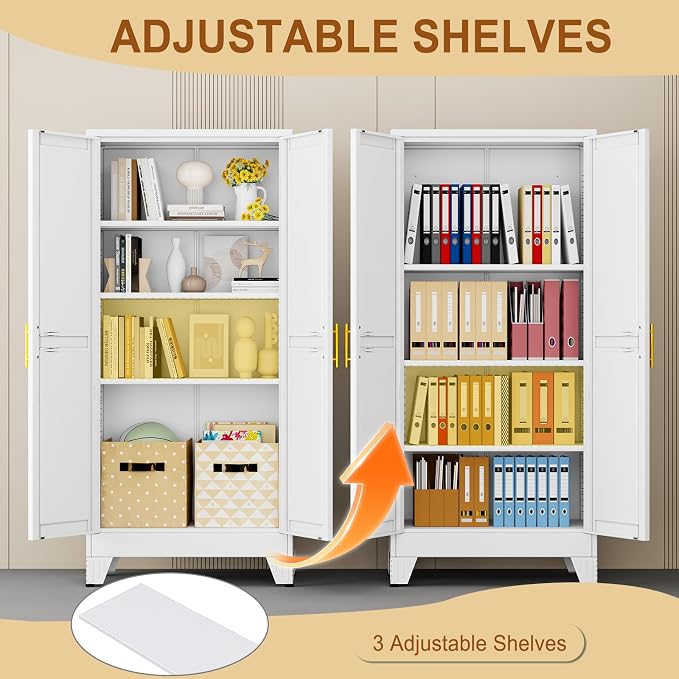 61" White Metal Storage Cabinet - Image 4