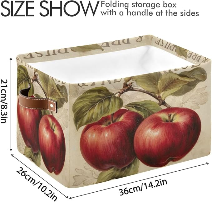 Vintage Apples Foldable Storage Basket - Image 3
