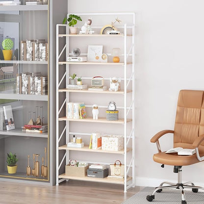 JSB Folding Bookshelf, Industrial Storage Shelves, No Assembly Vintage Wood - Image 2
