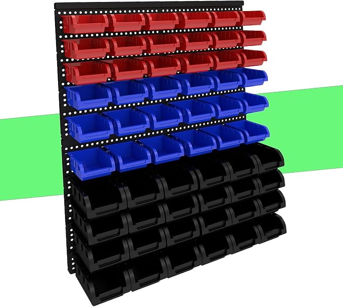 60Pcs Plastic Wall Mounted Storage Bins Parts Rack Nuts And Bolt Bins Organizer by Unknown