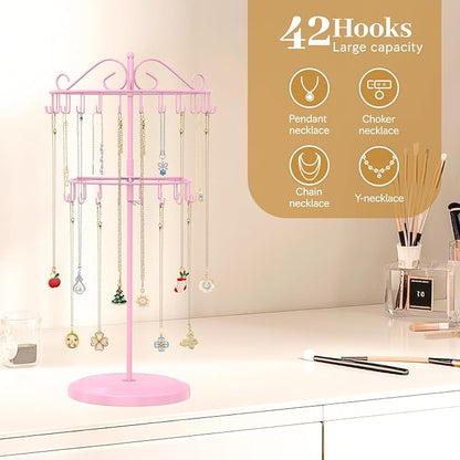 MODOWEY Rotating Necklace Holder Organizer Display Stand - Image 2