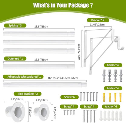Closet Rod, 16 to 75 Inch Clothes Rods Heavy Duty Adjustable Clothes Rods - Image 7