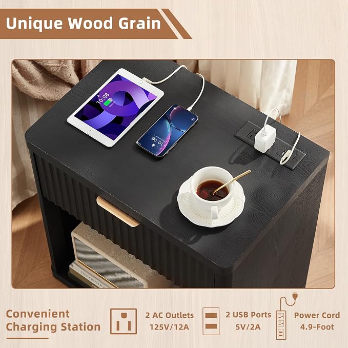 LEYAOYAO Fluted Nightstand - Image 7