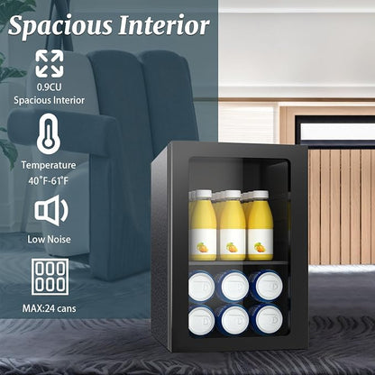 Beverage Refrigerator Cooler, 0.9 Cu.ft Mini Fridge Holds 24 Cans, Solid Door - Image 5