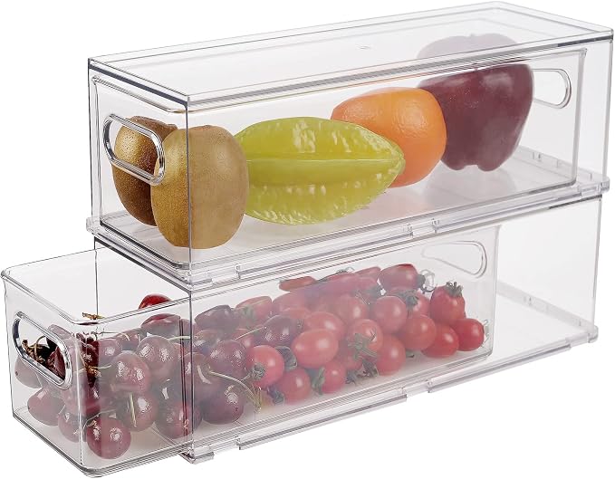 Taiuloo 2 Pack Stackable Refrigerator Organizer Bins by Taiuloo
