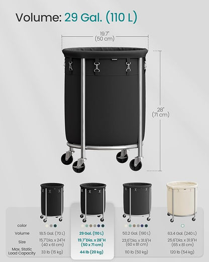SONGMICS Laundry Basket, Rolling Steel Frame - Image 6