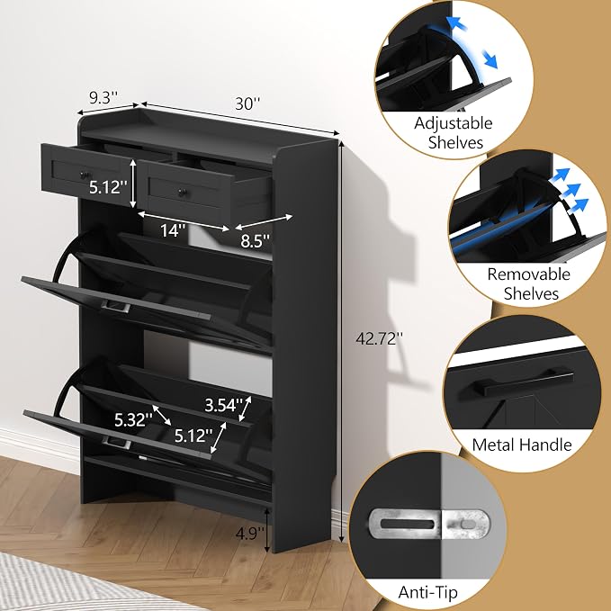 Thacuok Black Shoe Cabinet - Image 6