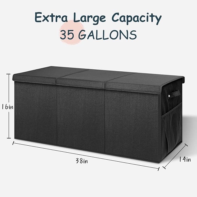Extra Large Toy Box with Lids, Collapsible Storage Bin, Bedroom Nursery - Image 2