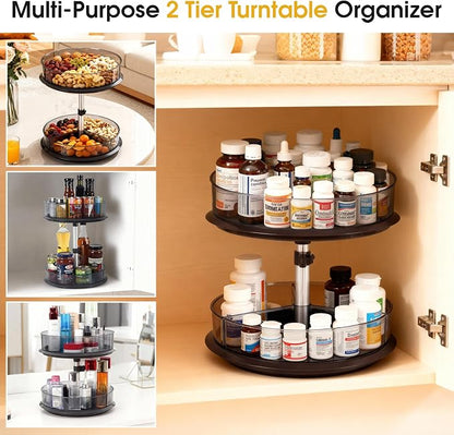 2 Tier Medicine Cabinet Organizer, Rotary Turntable Organizer - Image 7