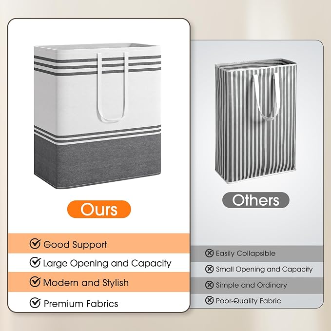 3 Pack Large Laundry Baskets, Laundry Hampers, Freestanding Waterproof - Image 5