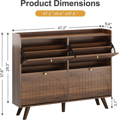 Decofy 47.2” Shoe Cabinet with 4 flip-Down Drawers, Three Adjustable Levels - Image 2