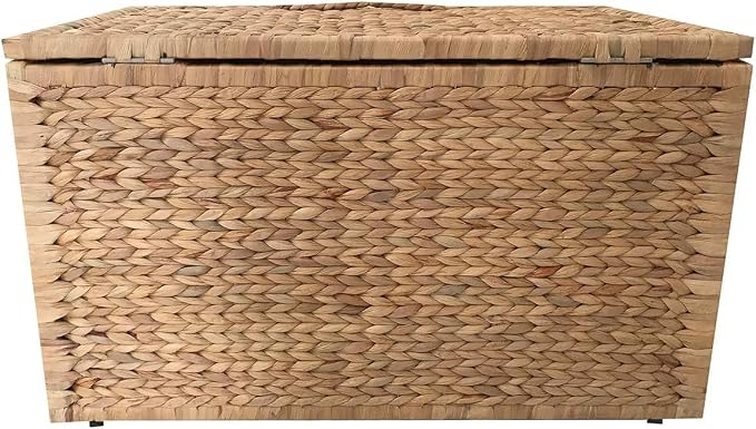 eHemco Water Hyacinth Wicker Storage Trunk, 30x17.5x17.5 Inches | Safety Hinge - Image 8