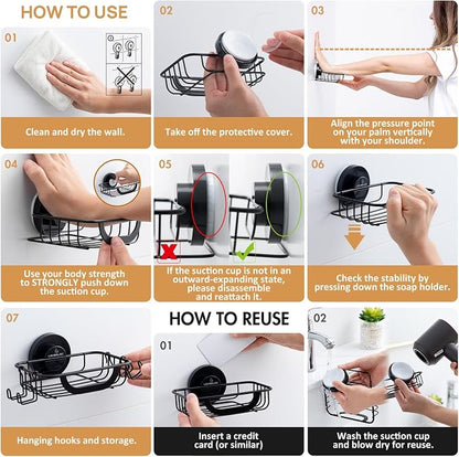 LEVERLOC Soap Holder Dish for Shower Wall, Bar Suction Cup Soap Saver Tray - Image 5