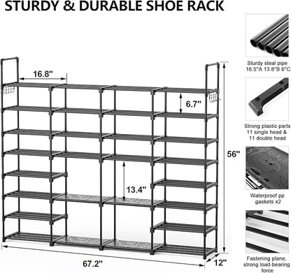 Mavivegue Extra Large Shoe Rack, 8 Tier 4 Rows 72-76 Pairs Big Tall Metal Shoe - Image 2
