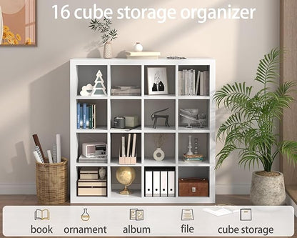 furtble Bookshelf with Storage Bins, 16-Cube Storage Organizer with Back Panels - Image 6