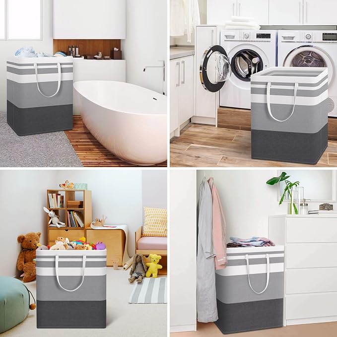 HomeHacks 2 Pack Large Laundry Baskets, Waterproof, Freestanding Laundry Hampers - Image 6