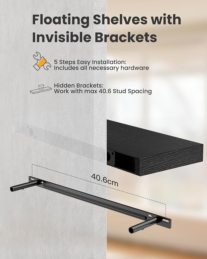 AMADA HOMEFURNISHING Floating Shelves Wall Mounted, 24 x 7 Inch Wall Shelves - Image 9
