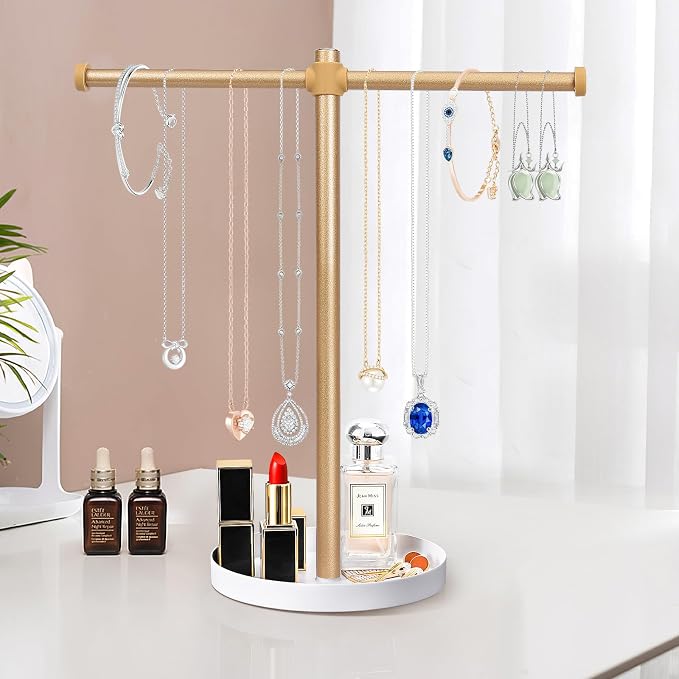 Necklace Stand Aesthetic Necklace Holder: 12.9" Glod Metal Necklace Organizer - Image 2
