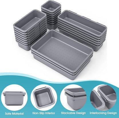 25 PCS Drawer Organizer Set, 4 Size Makeup Drawer Divider Organizer - Image 3