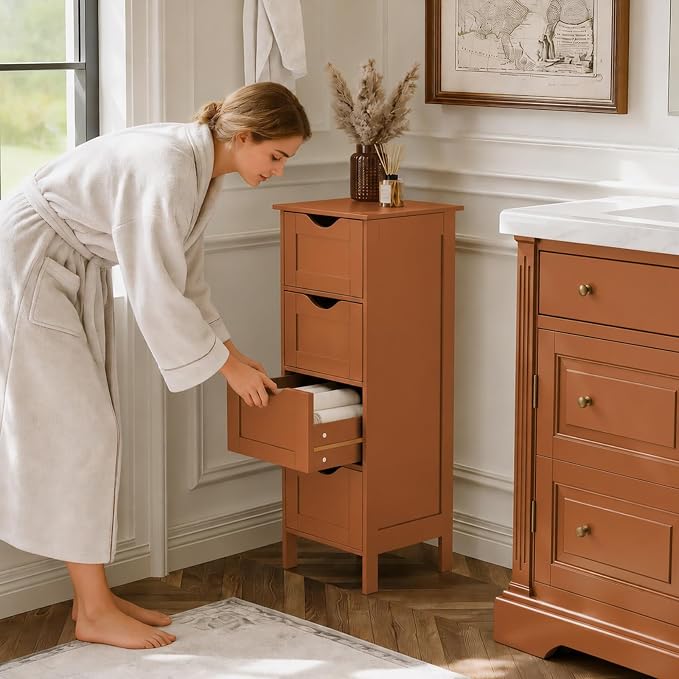 Bonnlo Skinny Bathroom Floor Storage Cabinet, Living Room - Image 2