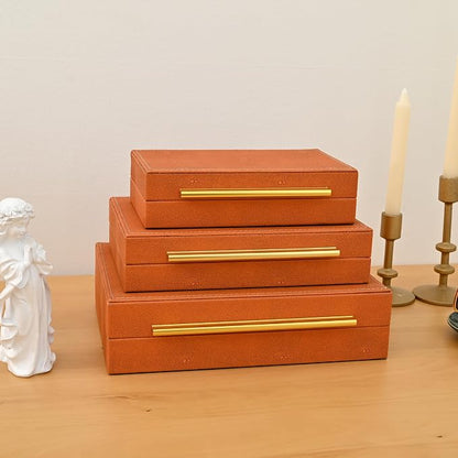 Faux Shagreen Leather Jewelry Storage Boxes Set of 3 - Image 8
