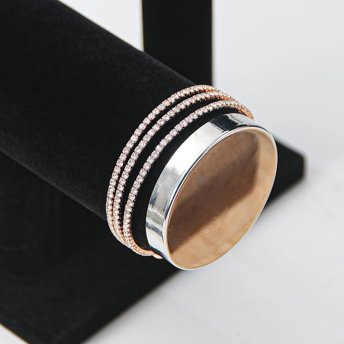 2 Tier Bracelet Holder Stand, Bangle Watches Display, Velvet Bracelet Jewelry - Image 4