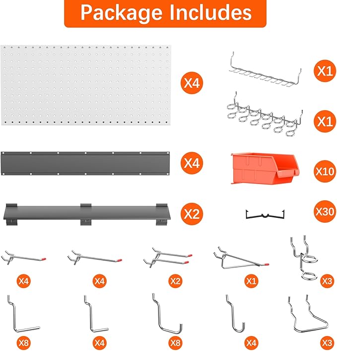 TORACK Metal Pegboard with Peg Board Hooks, Tools Storage Pegboard with - Image 4