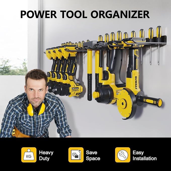 2 Pack Drill Holder, Power Tool Organizer Wall Mount, Heavy Duty Garage Storage - Image 6