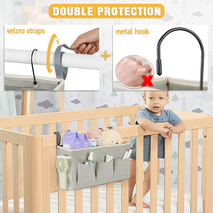 Bedside Caddy Organizer with Fixed Straps & Water Bottle Holder - Image 4